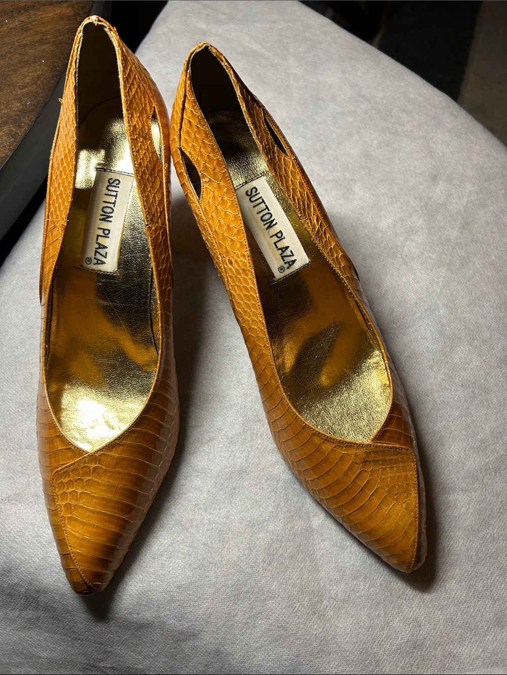 Sutton Plaza Women's Pointed Toe Pumps in Mustard Yellow. 11M